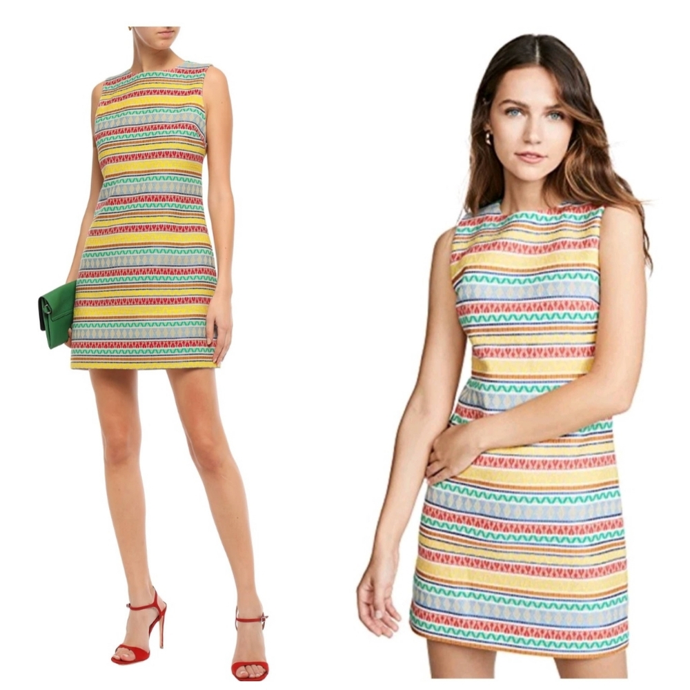 Alice + Olivia coley striped crew neck mini dress NWT